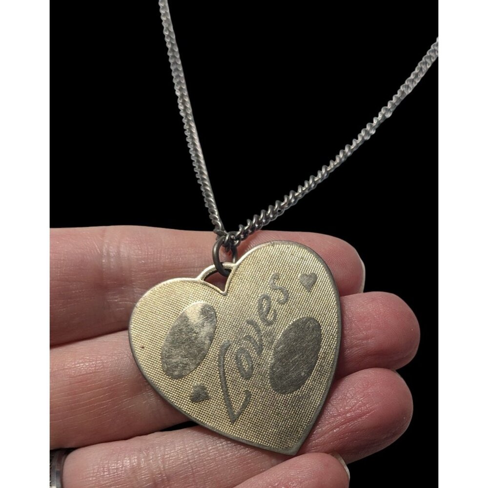 Vintage Engravable Heart Shaped Loves Gold Tone Pendant Necklace - Picture 3 of 12